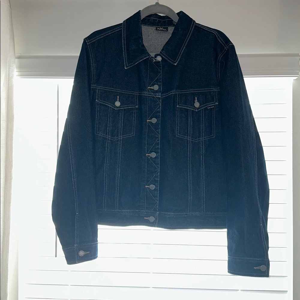 NYDJ Black Denim Jacket with Button Front